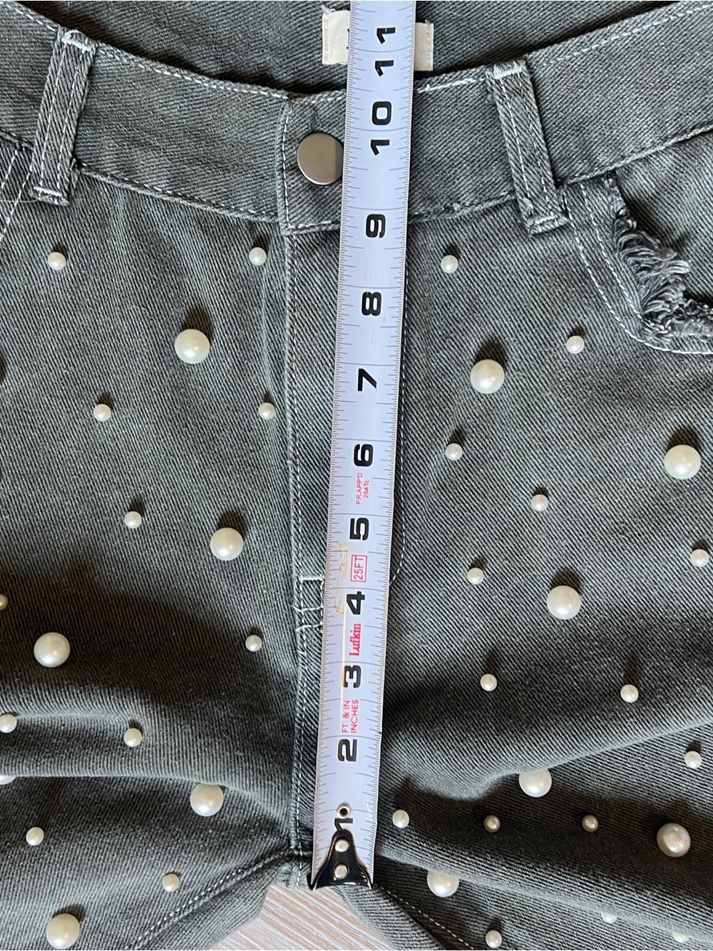 POL Pearl Embellished Wide Leg Jeans Gray Denim Size S NWOT 28 - Picture 7 of 9